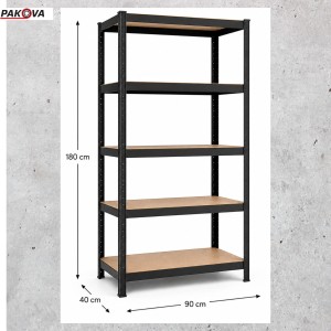 REGAŁ METALOWY 180/90/40 CZARNY